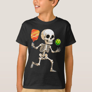 Skeleton playing pickle ball halloween costume T-Shirt