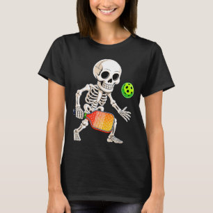 Skeleton playing pickle ball halloween costume T-Shirt