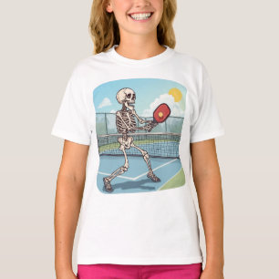 Skeleton playing pickleball carbon fibre picklebal T-Shirt