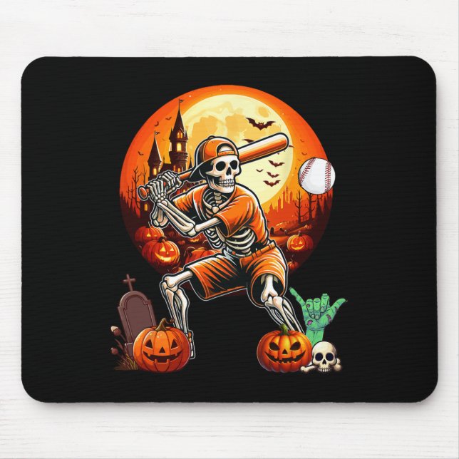 Skeleton Playing Sell Halloween Player Trainer Fan Mouse Pad (Front)