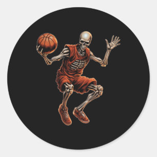 Skeleton Playing Sketll Cool Funny Halloween Classic Round Sticker