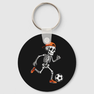 Skeleton Playing Soccer Boys Men Funny Halloween C Keychain