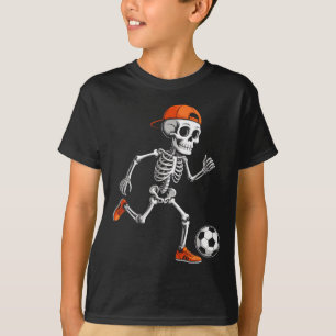 Skeleton Playing Soccer Boys Men Funny Halloween C T-Shirt