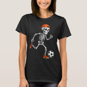 Skeleton Playing Soccer Boys Men Funny Halloween C T-Shirt