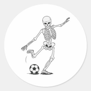 Skeleton Playing Soccer Classic Round Sticker