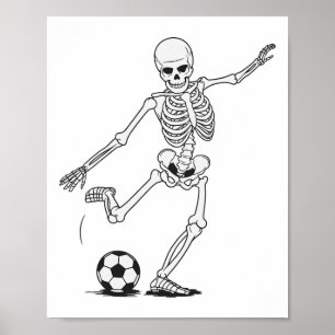 Skeleton Playing Soccer Poster