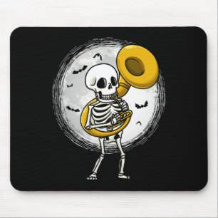 Skeleton Playing Sousaphone Tu Instrument Hallowee Mouse Pad