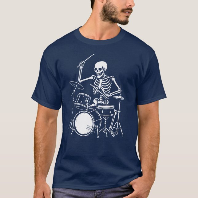 Skeleton Playing the Drums Artwork T-Shirt (Front)