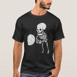 Skeleton Playing Volleyball Funny Halloween T-Shirt