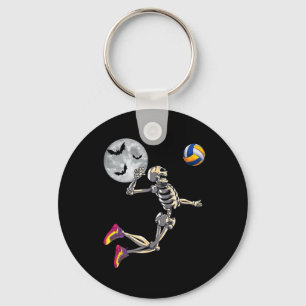 Skeleton Playing Volleyball Happy Halloween Day Bo Keychain