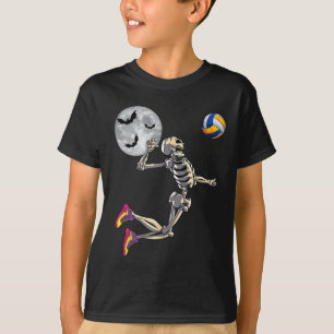 Skeleton Playing Volleyball Happy Halloween Day Bo T-Shirt