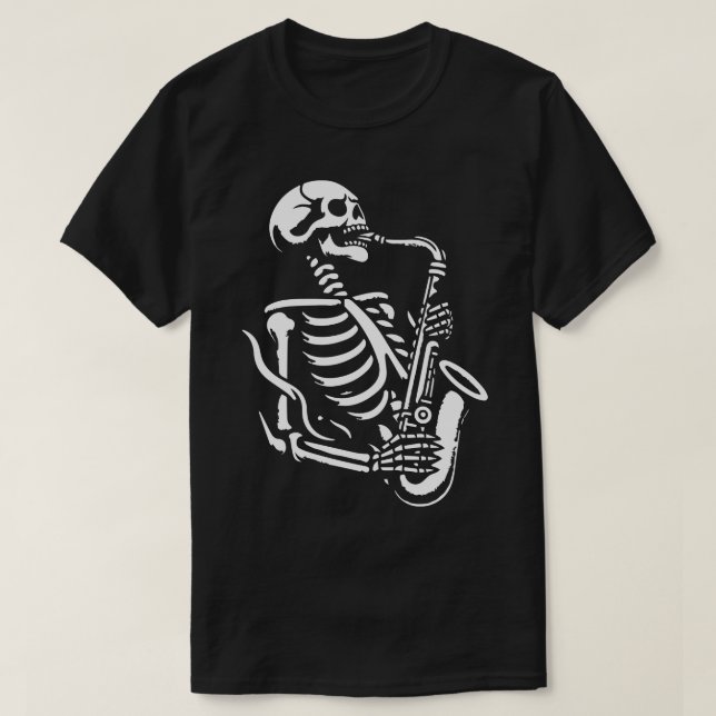skeleton plays saxophone 3 T-Shirt (Design Front)