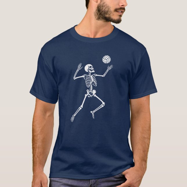 skeleton plays volleyball  T-Shirt (Front)