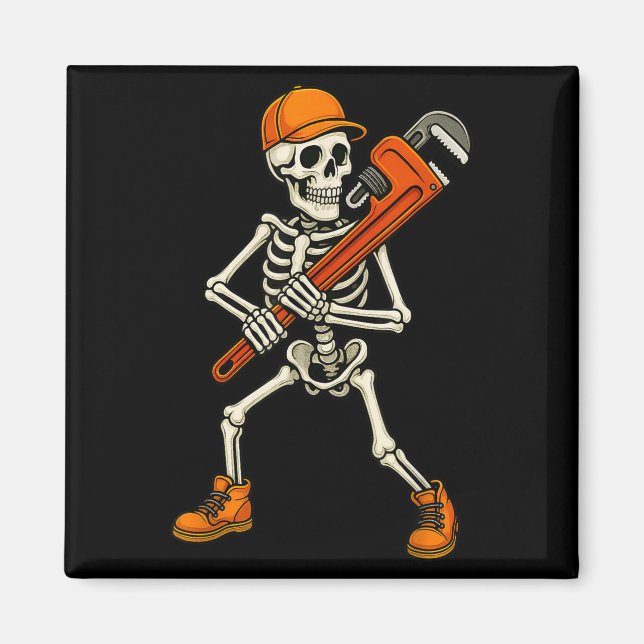 Skeleton Plumber Halloween Pe Fitter  Magnet (Front)