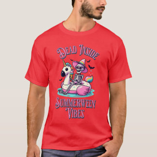 Skeleton Pool Floatie Summerween Vibes Spooky Summ T-Shirt