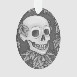SKELETON PORTRAIT GOTHIC SKULL ORNAMENT Oval