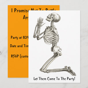 Skeleton Praying Halloween Invitation