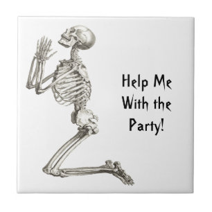 Skeleton Praying Halloween Tile