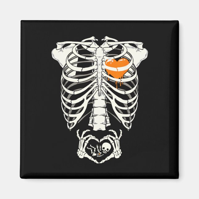 Skeleton Pregnancy Announcement New Mom Halloween  Magnet (Front)