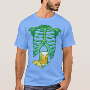 Skeleton Pregnancy I Pizza Beer Xray I Funny Hallo T-Shirt