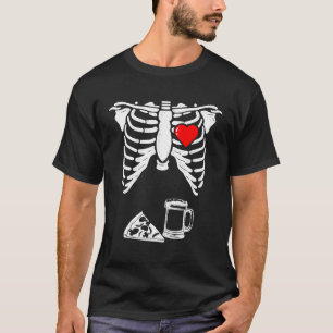 Skeleton Pregnancy Pizza Beer Xray Halloween Soon  T-Shirt