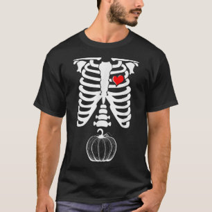 Skeleton Pregnancy Pumpkin XRay Halloween T-Shirt
