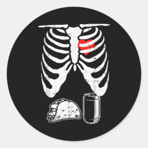 Skeleton Pregnancy Taco Beer Xray Halloween Soon D Classic Round Sticker