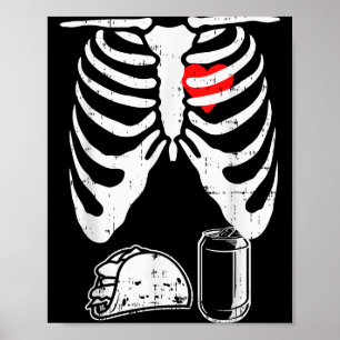Skeleton Pregnancy Taco Beer Xray Halloween Soon D Poster