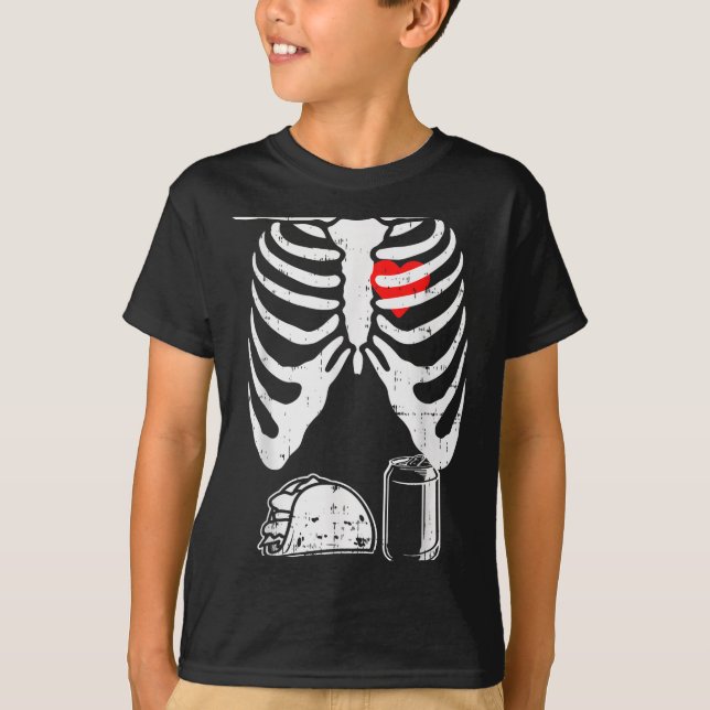 Skeleton Pregnancy Taco Beer Xray Halloween Soon D T-Shirt (Front)