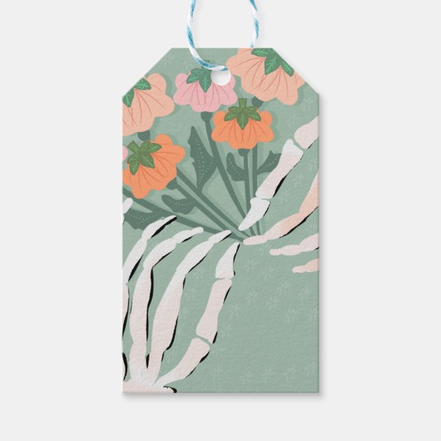 Skeleton Pumpkin Bouquet Halloween  Gift Tags (Front)