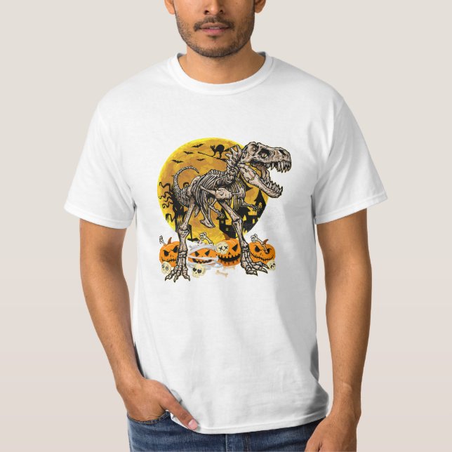 Skeleton Pumpkin Funny T-Shirt (Front)