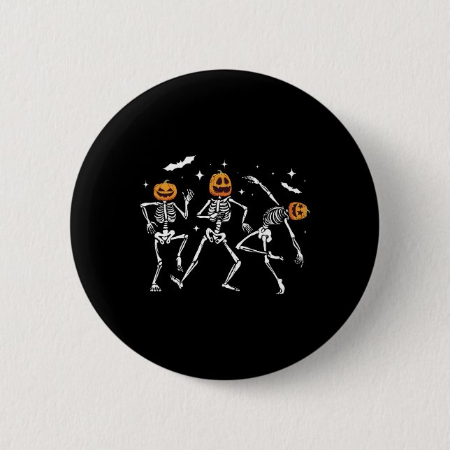 Skeleton Pumpkin Halloween  2 Inch Round Button (Front)