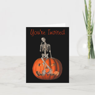 Skeleton Pumpkin Halloween Funny Party Invitation