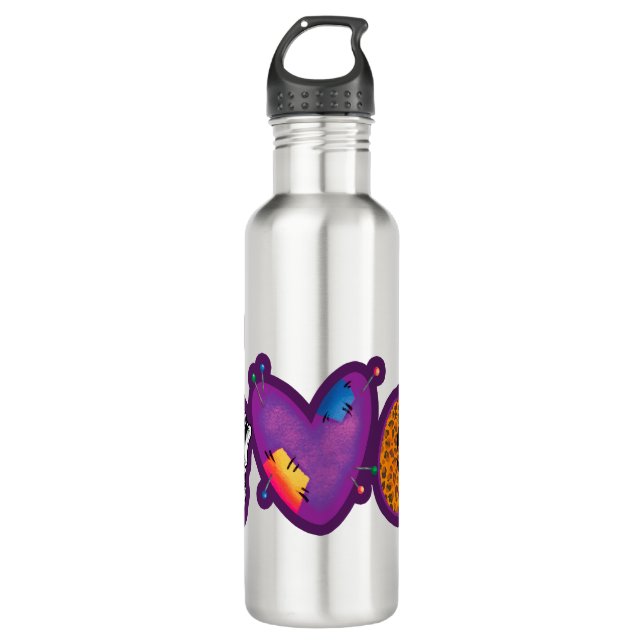 Skeleton Pumpkin Peace Love Halloween 710 Ml Water Bottle (Front)