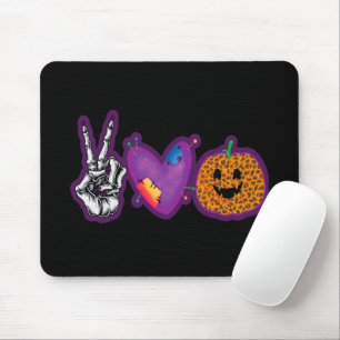 Skeleton Pumpkin Peace Love Halloween Mouse Pad