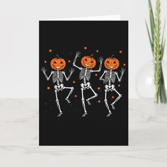 Skeleton Pumpkin Spooky Dancing Halloween Dance Co Card (Front)