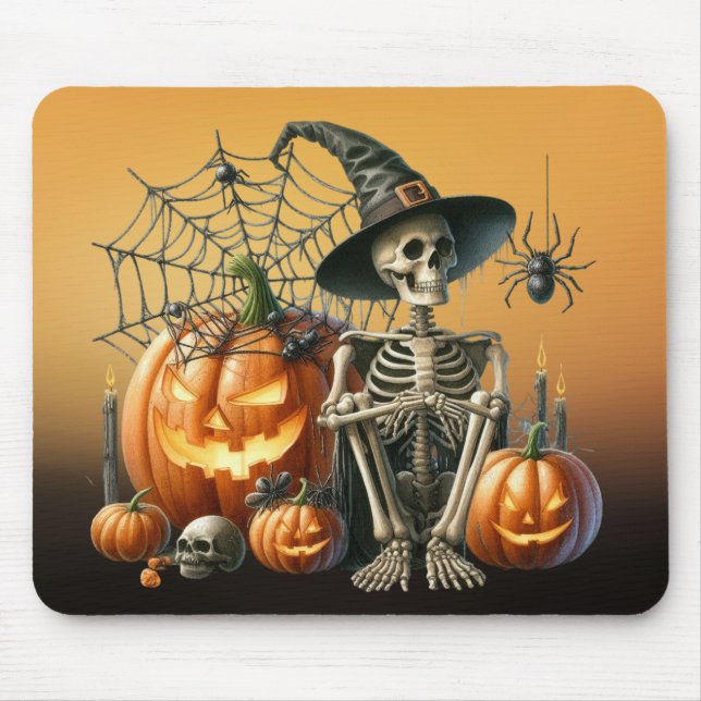 Skeleton Pumpkins Halloween Mousepad (Front)