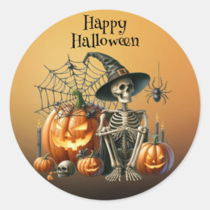 Skeleton Pumpkins Halloween Sticker