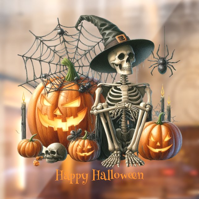 Skeleton Pumpkins Halloween Window Cling (Sheet 2)