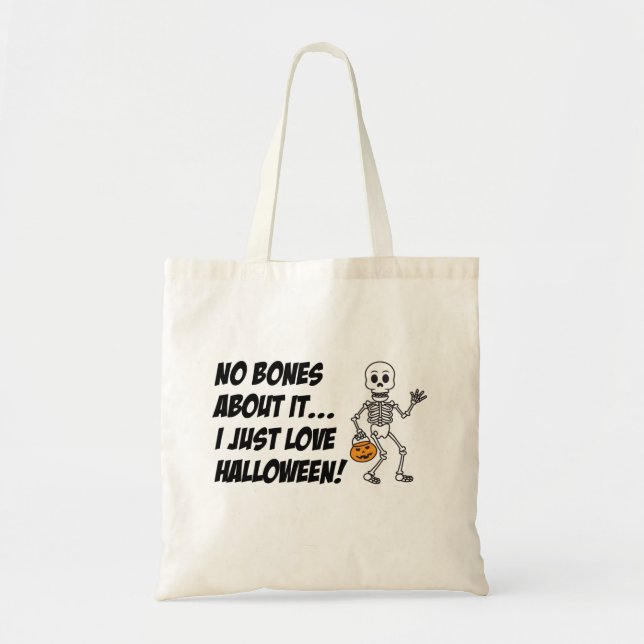 Skeleton Pun Cartoon Trick Or Treat Halloween Bag (Front)