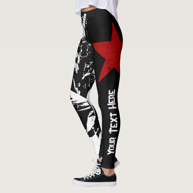 Skeleton Punk Rock Custom Text Street Art  Leggings (Left)
