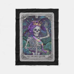 Skeleton Queen Tarot Card Gothic Witchy Halloween  Fleece Blanket