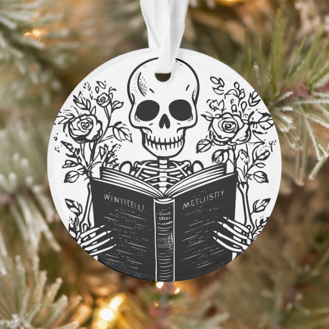 Skeleton reading book gothic ornament (Tree)