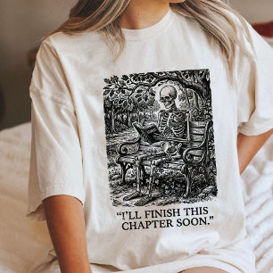 Skeleton Reading "I'Ll Finish This Chapter Soon" Tri-Blend Shirt