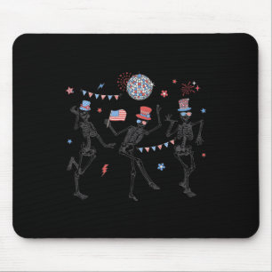 Skeleton Retro 4th Of July American Flag Skellies Mouse Pad