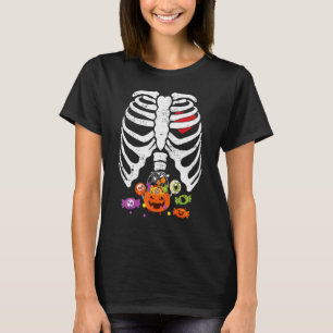Skeleton Rib Cage Candy Funny Halloween Easy Costu T-Shirt