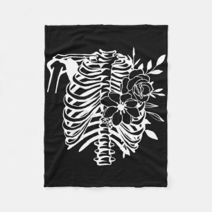 Skeleton Rib Cage Flower Easy Halloween Costume 1  Fleece Blanket