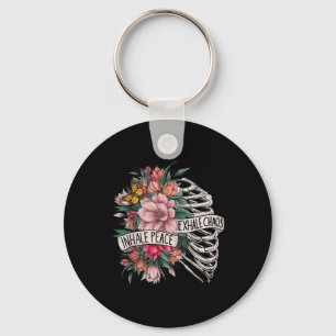Skeleton Rib Cage Inhale Peace Exhale Chaos Mental Keychain