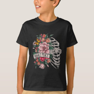 Skeleton Rib Cage Inhale Peace Exhale Chaos Mental T-Shirt