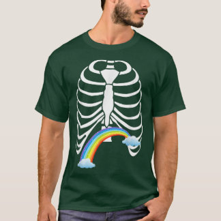 Skeleton Rib Cage Rainbow Lazy Halloween Costume C T-Shirt